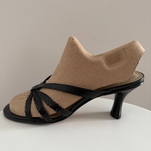 La Diva - Black - Leather - Sandals with Heel - Size 9 - Picture 3 of 8